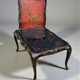 Low table in chinese black and red lacquer from the 19th century with independent tray