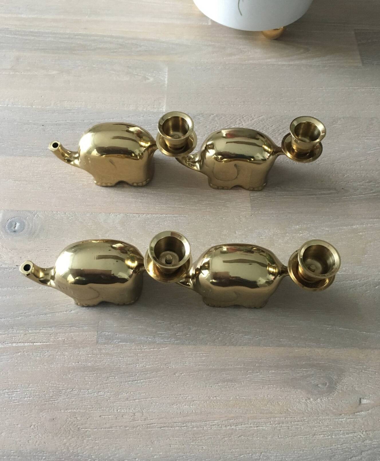 Brass elephant candle holders