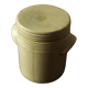 Pot glazed stoneware beige lid handles