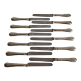 12 dessert knives old metal silver monogram