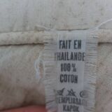 Rattan wicker pouffe from the 70s with cushion.