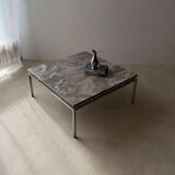 Mid-century coffee table natural stone chrome 1960s Netherlands