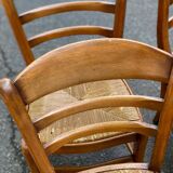 6 chaises bois massif chêne moyen et paille