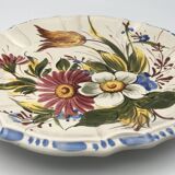 Earthenware wall plate signed bassano, italy, polychrome floral painting decoration