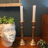 Pair of old brass candlesticks