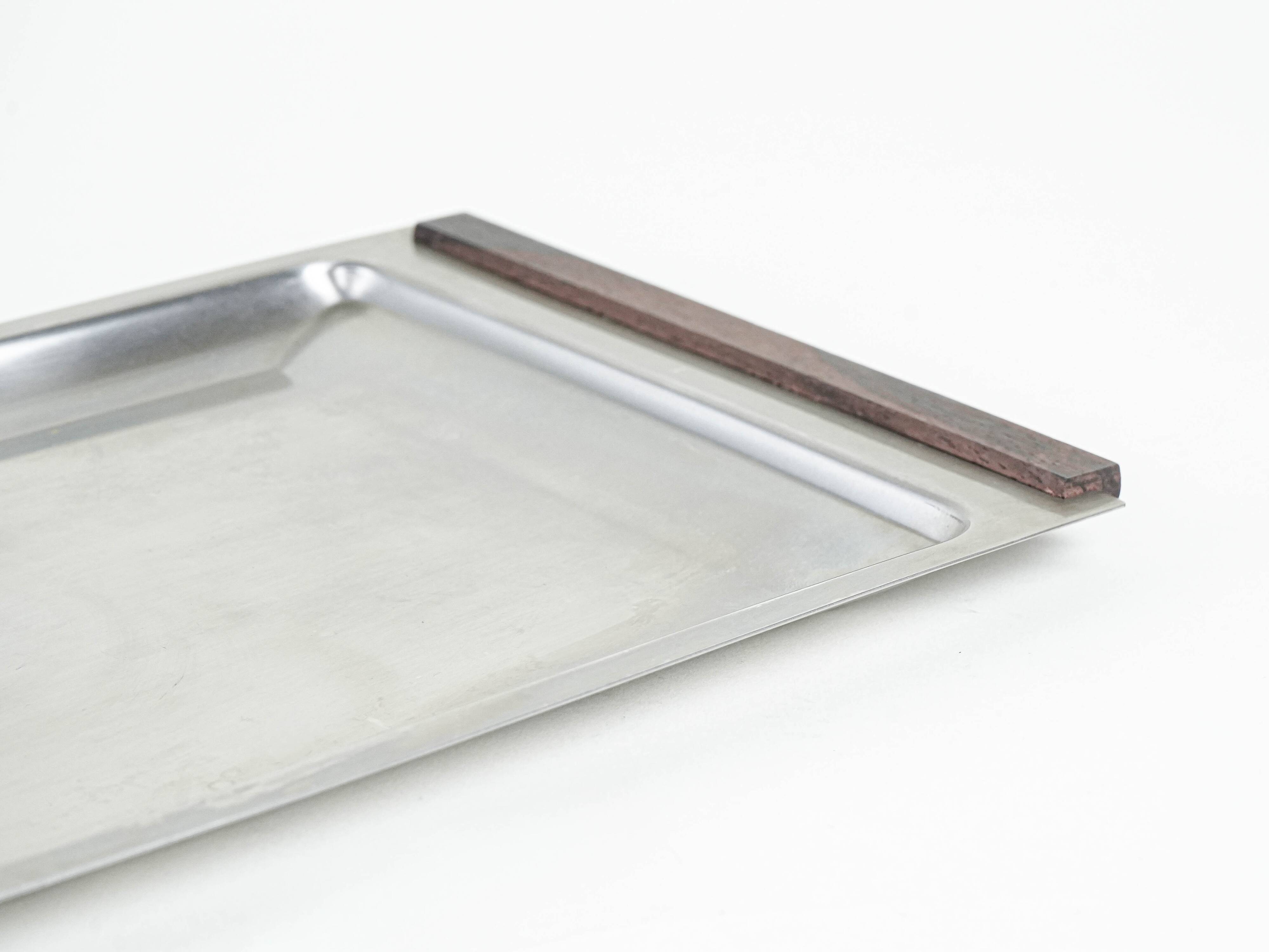 Plateau en acier inoxydable, design danois, années 1970, fabriqué au Danemark