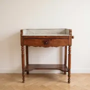 Table de toilette ancienne en bois et marbre