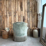 Green velvet tub chair