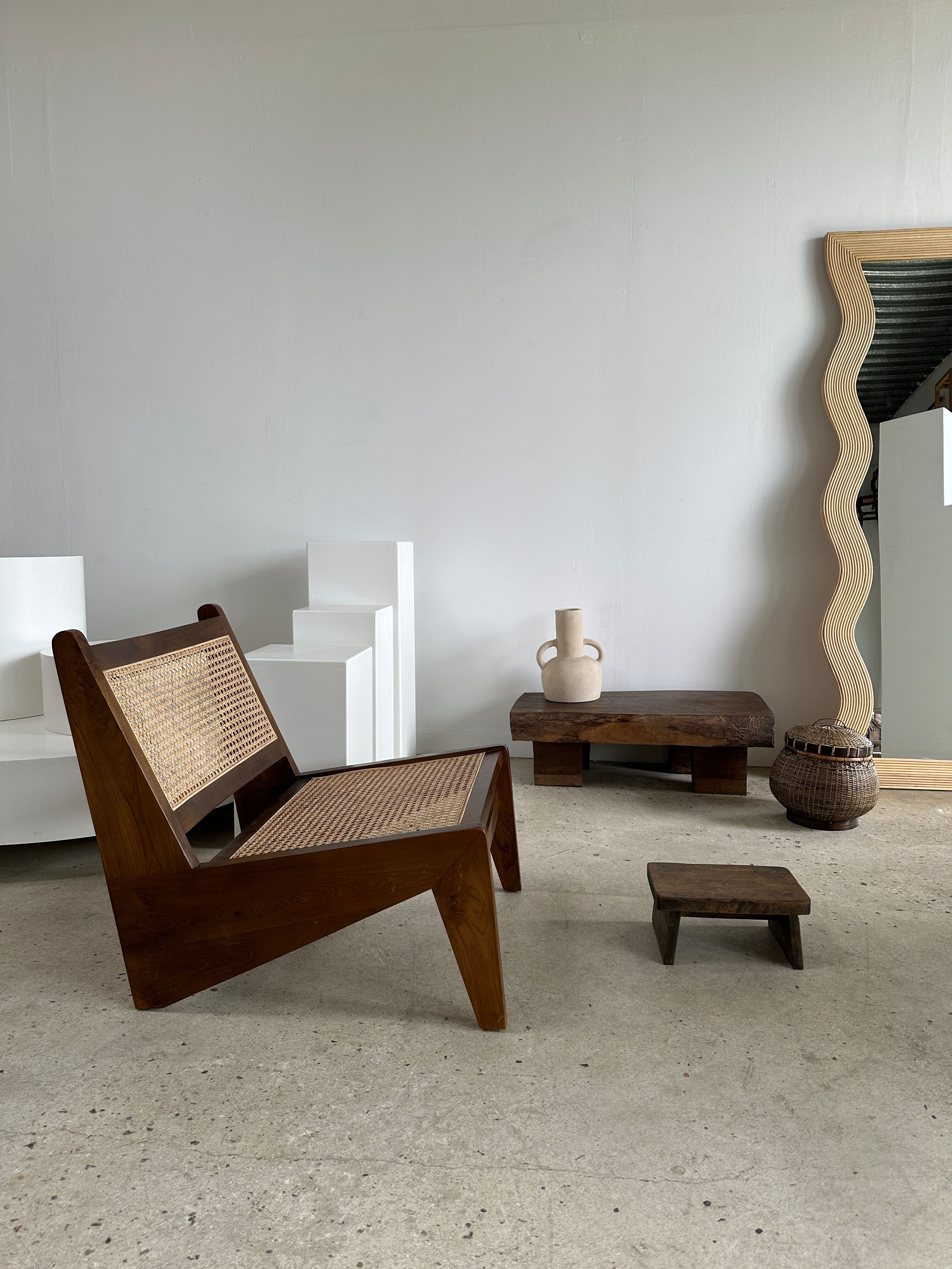Asian solid wood quadripod brutalist coffee table H30 L81 l42