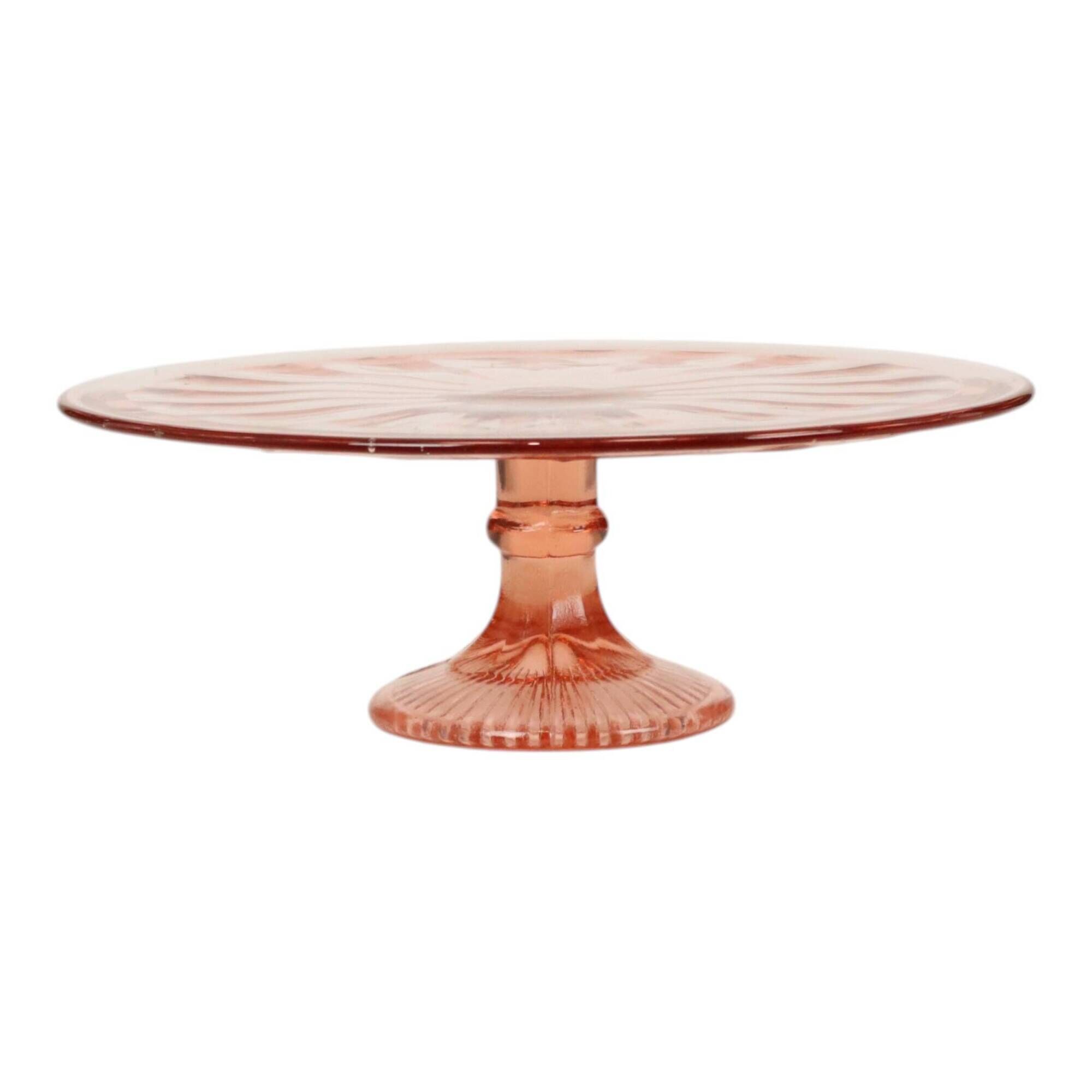 Pink Art Deco Cake Platter / Pastry Dish – Depression Glass