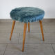 Tabouret moumoute bleue, années 60
