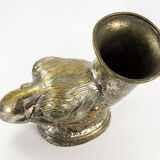 Ancient Vase Rhyton Eagle Head in Silver Brass-1900s