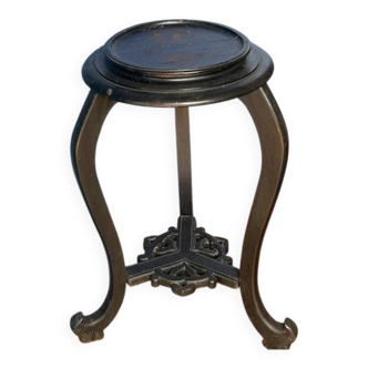 Guéridon chinois XIXème siècle en bois exotique teinté noir
