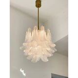 Contemporary Murano Style Glass "Sella" Chandelier with 24k Gold Metal Frame