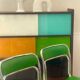 Série de 8 chaises Souvignet en chrome et skaï vert