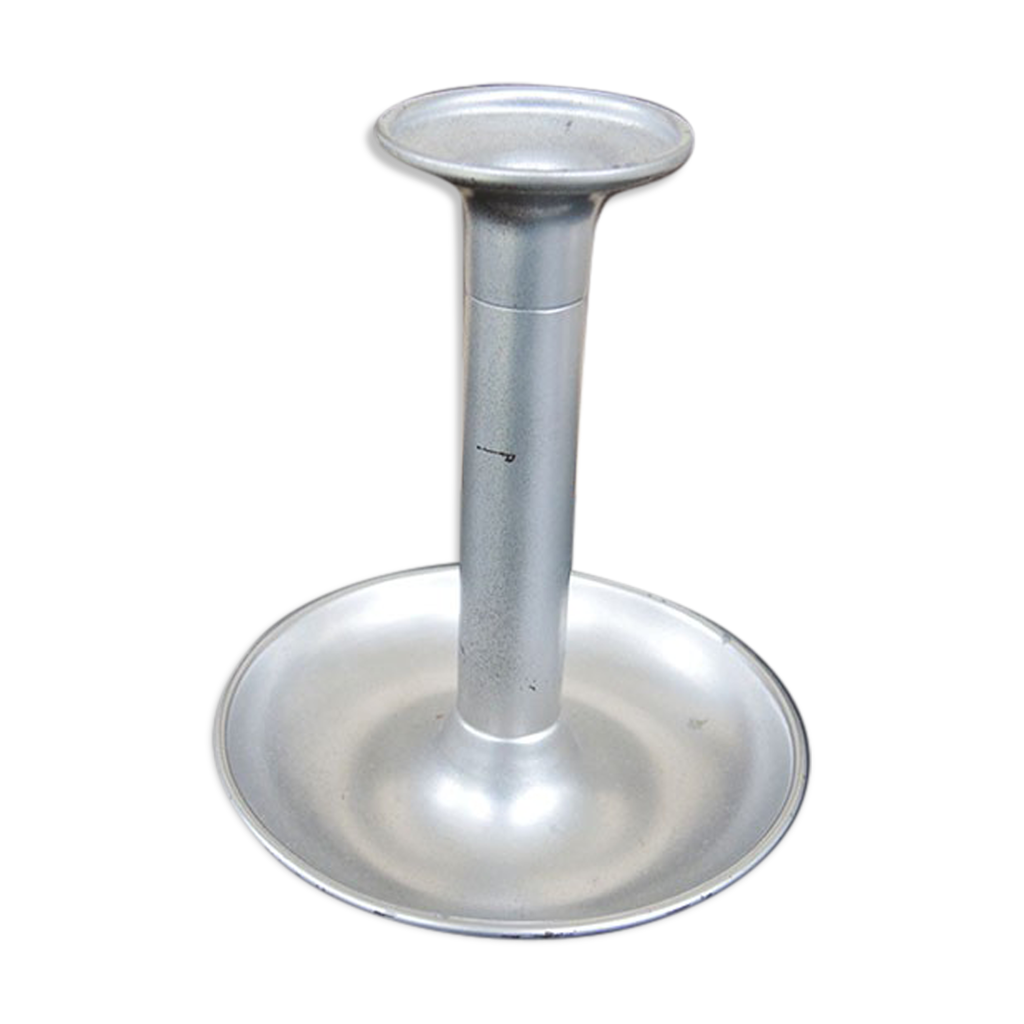 Ancien bougeoir en étain Argenté Verre