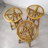 Vintage rattan bar and stools