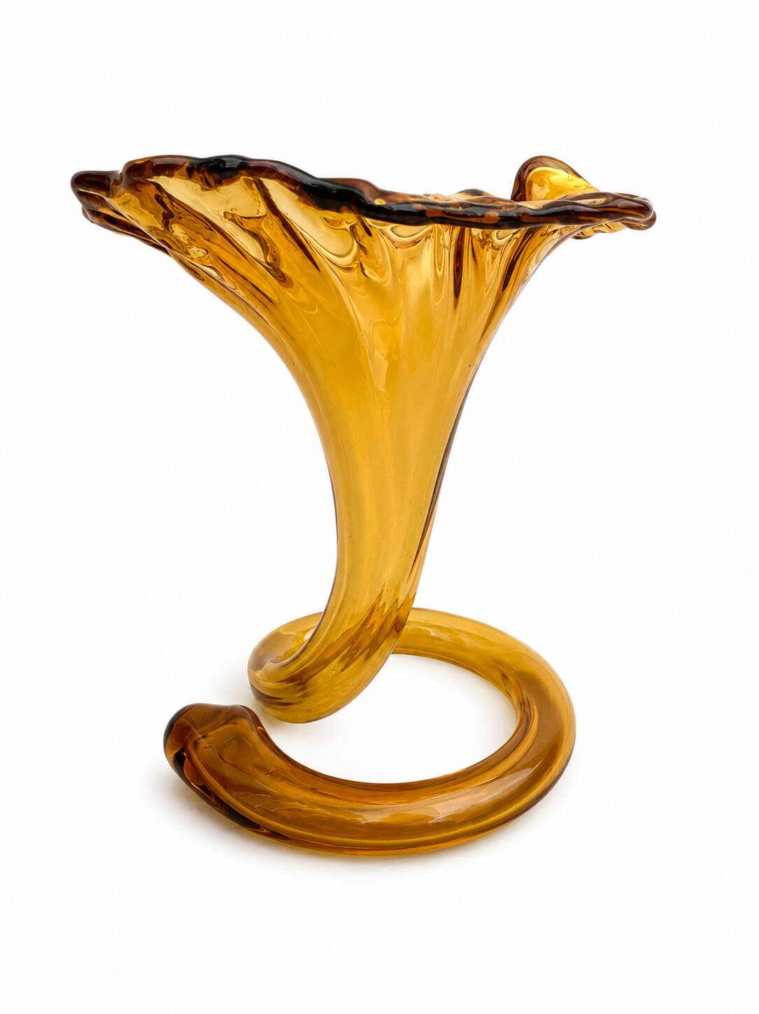 Amber blown glass soliflore vase vintage