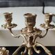 Pair of vintage candlesticks/candelabras. In golden patinated brass. 60s/70s. Art Nouveau style. Chiseled Floral/Deciduous patterns