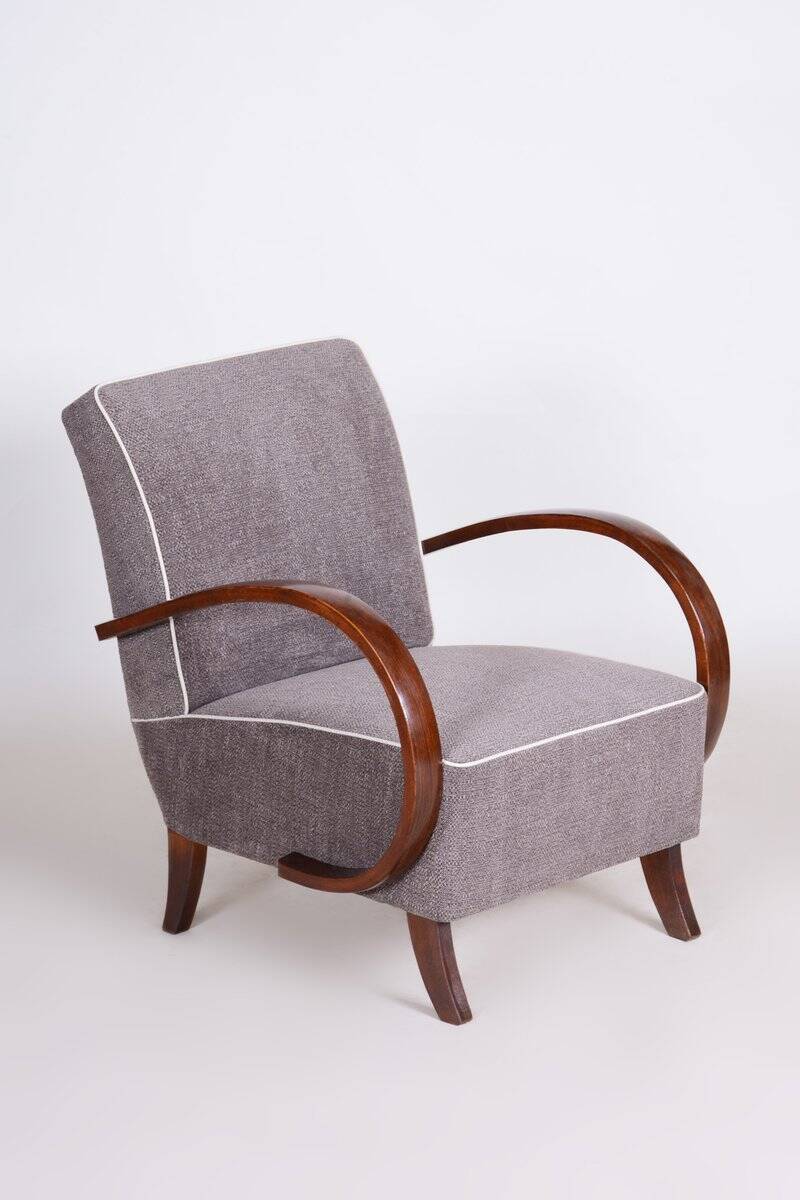 Czech Art Deco Beech Armchair attributed to J. Halabala for Up Zavody, 1930s
