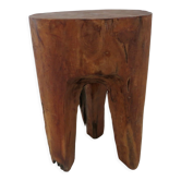 Tripod stool in solid olive tree