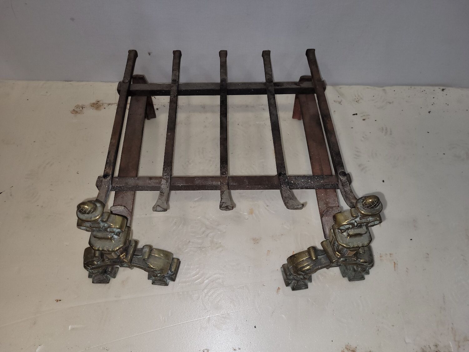 Bronze fireplace chenets