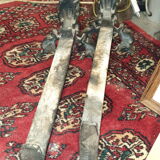 Pair of cast iron and bronze chenets