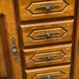 English sideboard with 2 doors and 4 drawers in solid wood 130cm