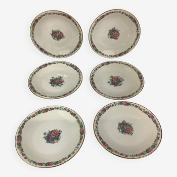 6 dessert plates made in france porcelain limoges