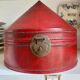 Red leather-covered hat box, China 19th century