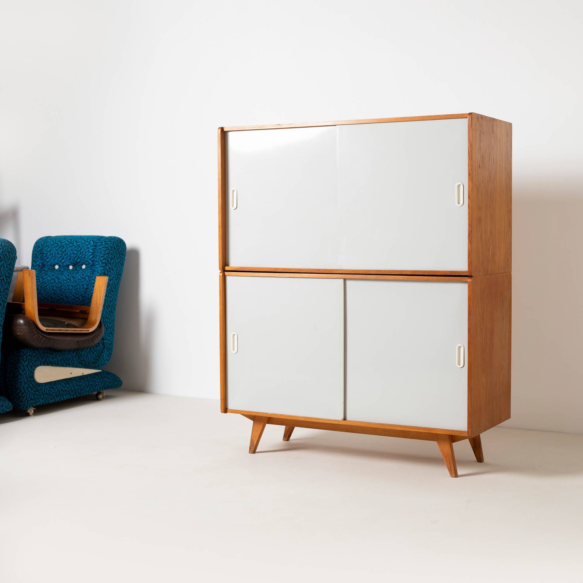1 of 2 Jiri Jiroutek sideboard with sliding door, Czechoslovakia, 1960s
