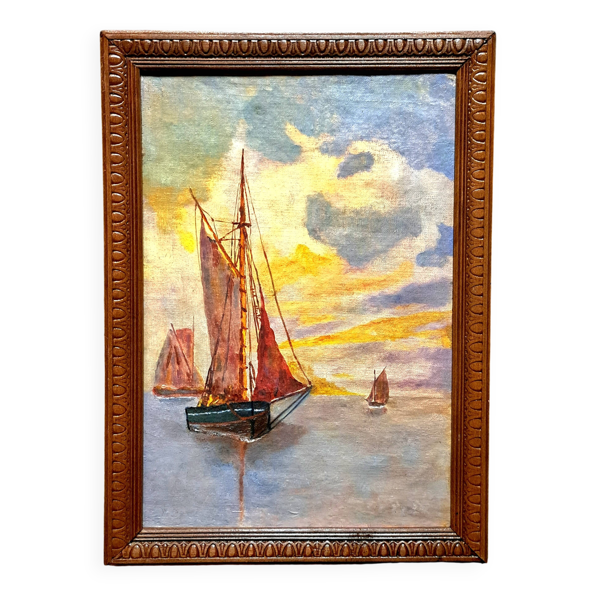 Impressionist painting - Marine Oil on canvas - 19th century - French Impressionist school
