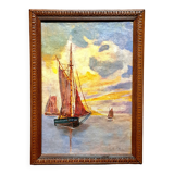 Impressionist painting - Marine Oil on canvas - 19th century - French Impressionist school