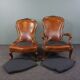 Unique antique set of 2 sheepskin leather armchairs
