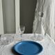 Set of 2 sky blue plates, one slotted