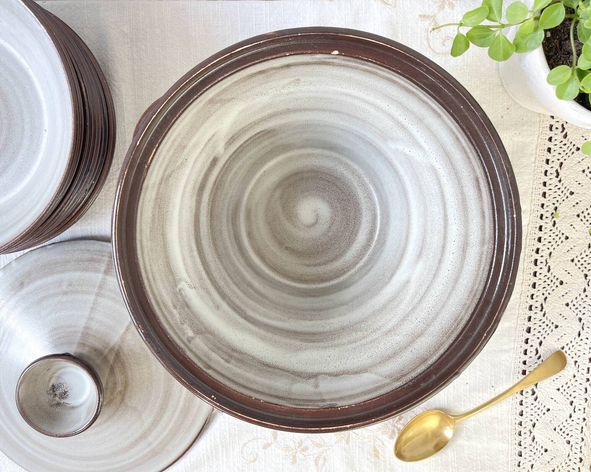 Vintage ceramic soup plates and tureen