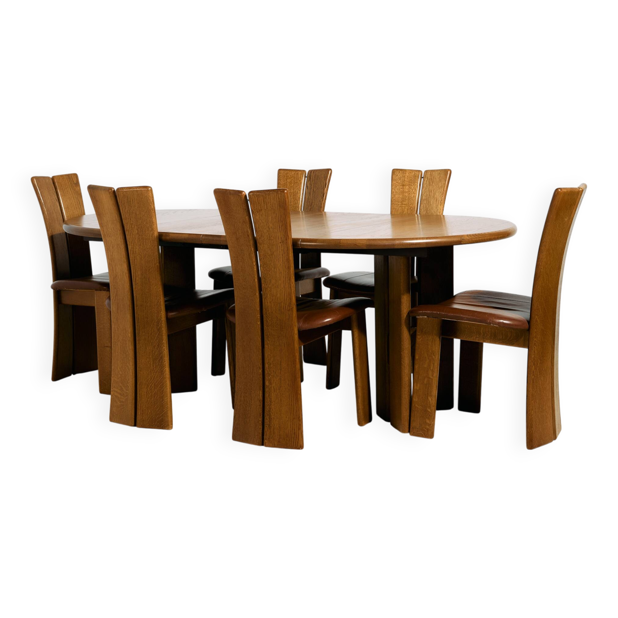 CJ Rosengaarden oak dining set, Set of 7
