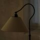 Danish wrought iron floor lamp from the mid-20th century with a curved arm, 1950s.