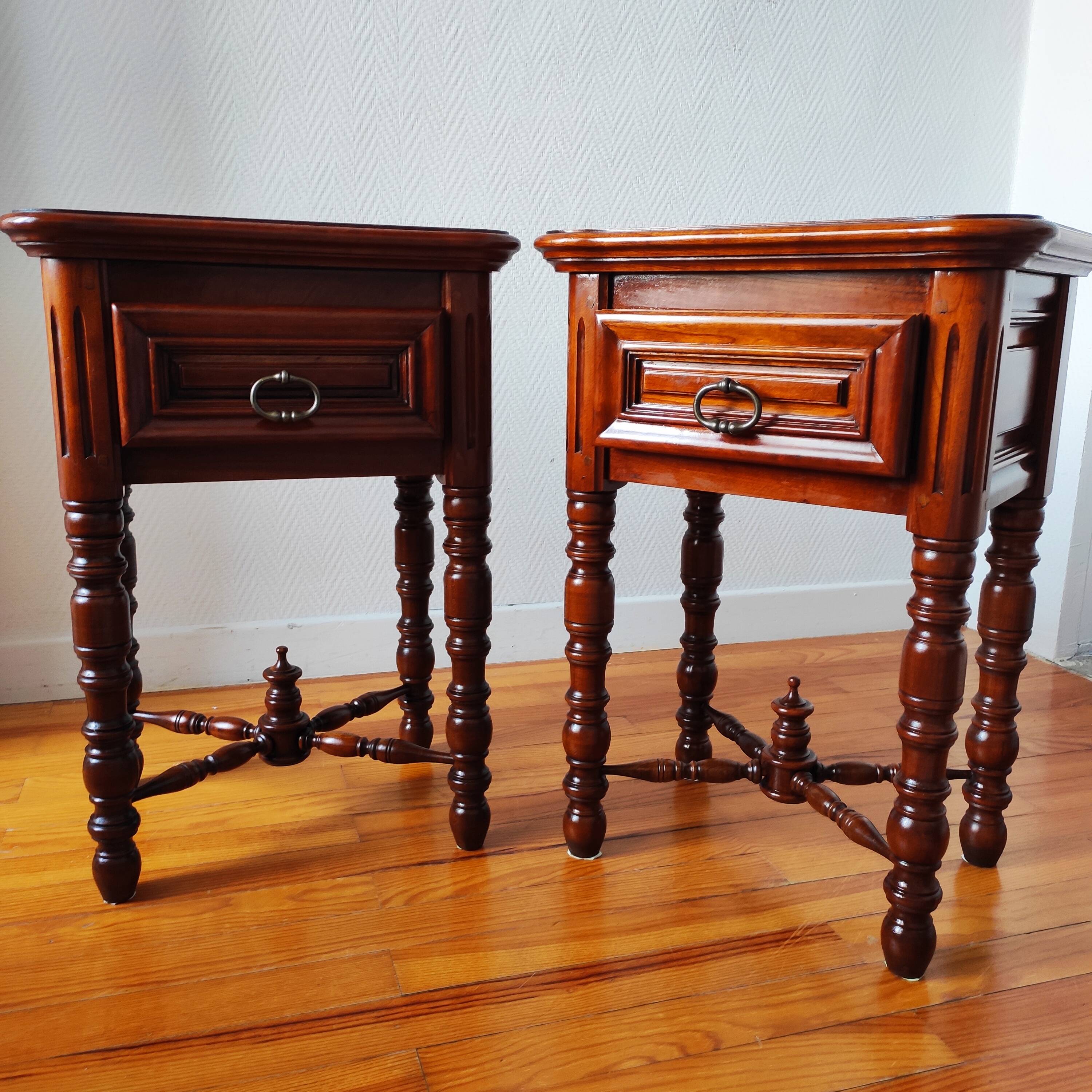 Pair of French solid wood bedside tables