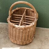 Old wicker bottle holder basket
