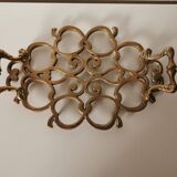 Trivet, tray with openwork brass handles, apple patterns, 70s