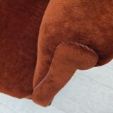 1950s, Danish 2-seater sofa, furniture velour, oak wood legs.