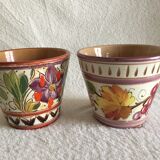 Enamelled terracotta flower pots