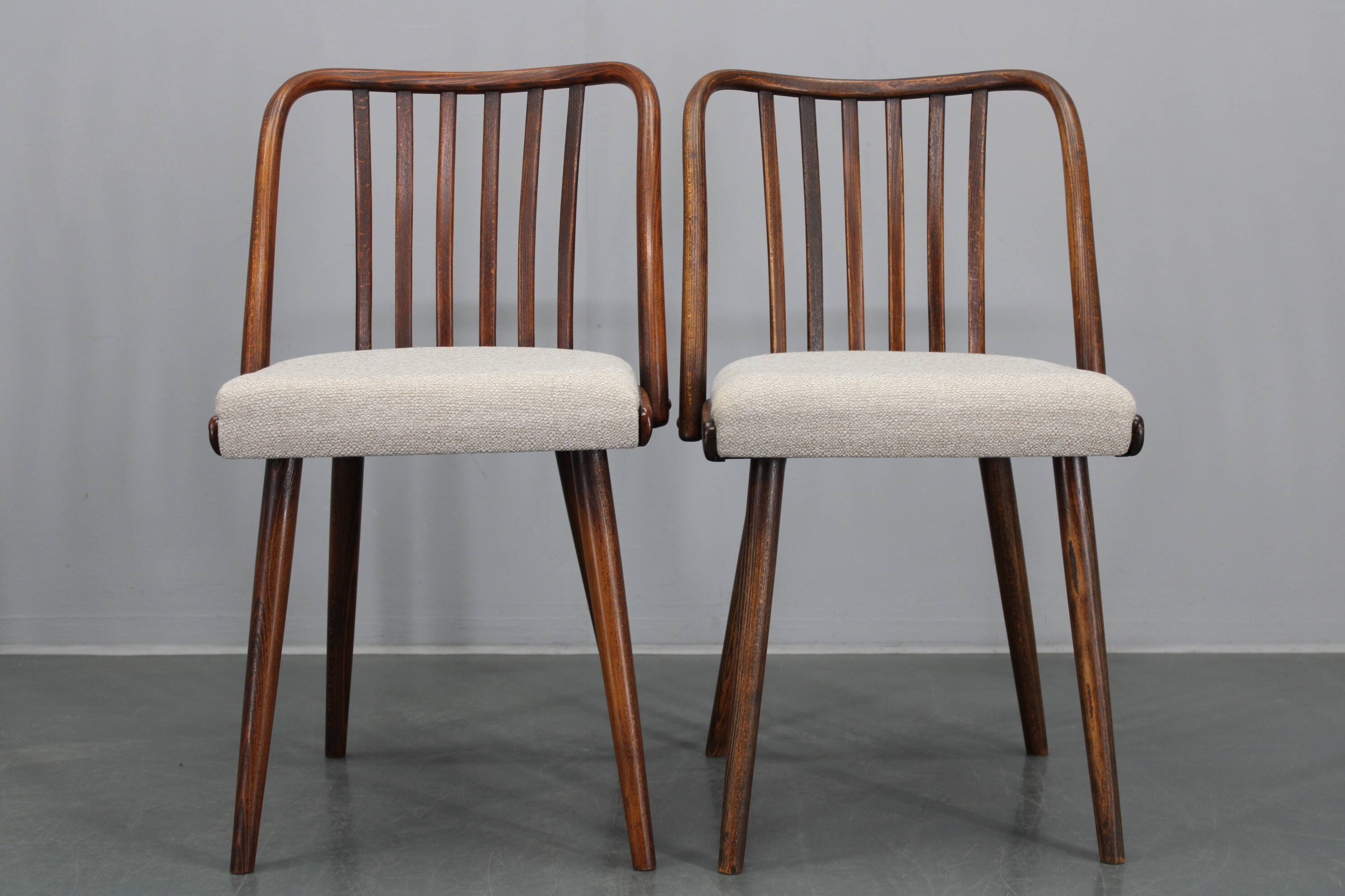 1960s Antonin Suman Set of Six Beech Dining Chairs, Restored