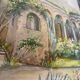 Orientalist watercolour painting "The Patio" signed & pitch pine frame
