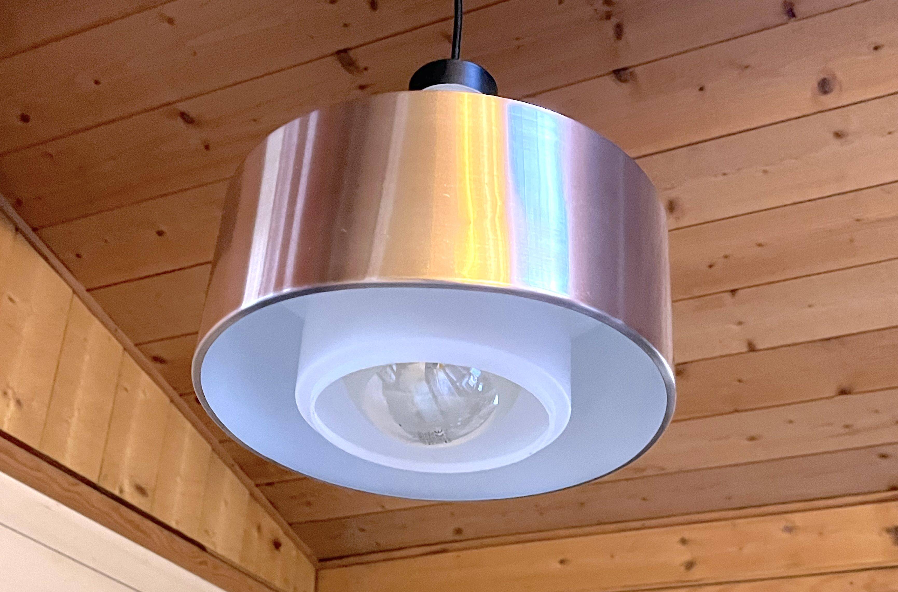 Wide staff luchten pendant lamp in glass and metal, germany, 1980s