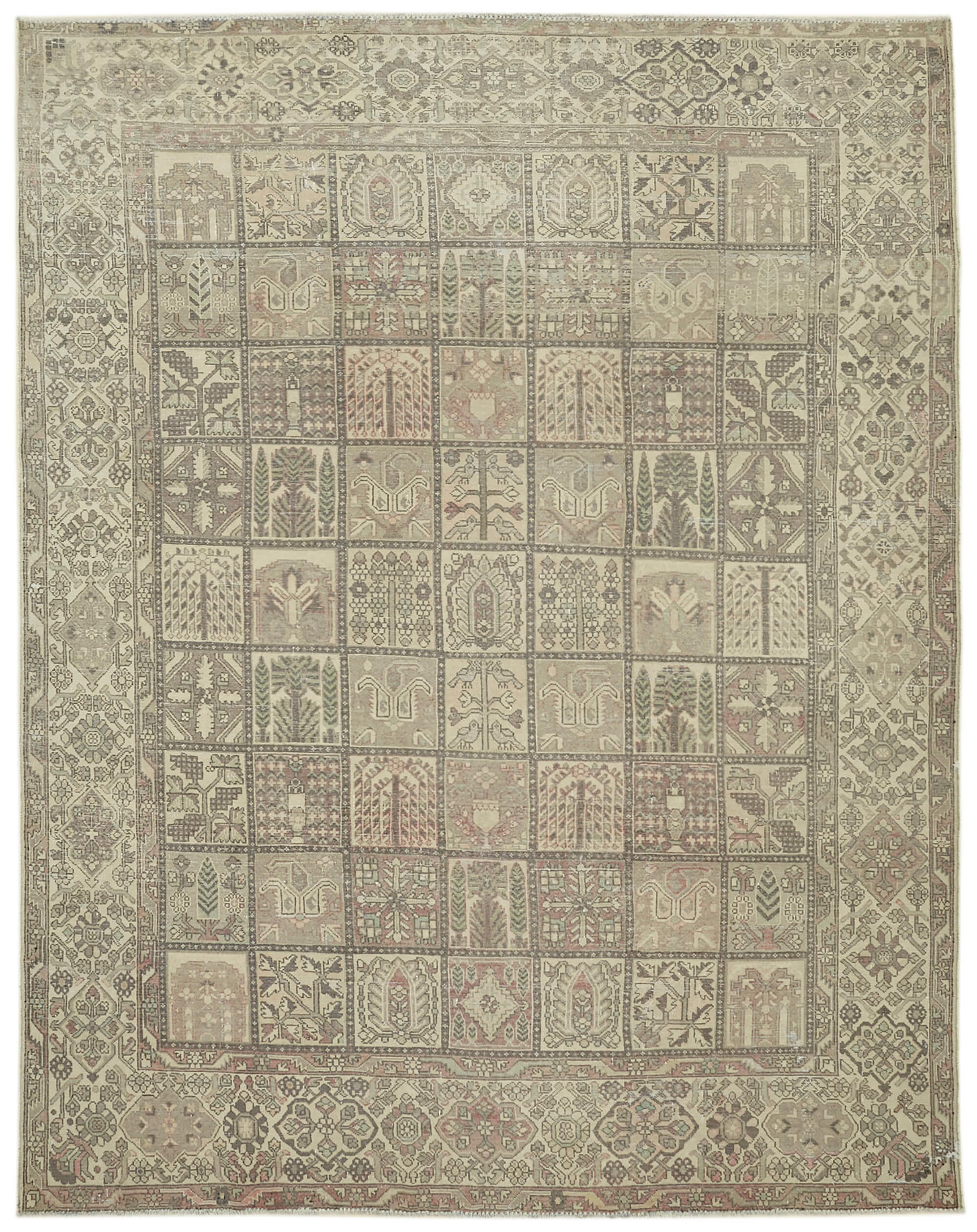 Handmade oriental 1980s 303 cm x 368 cm beige wool carpet