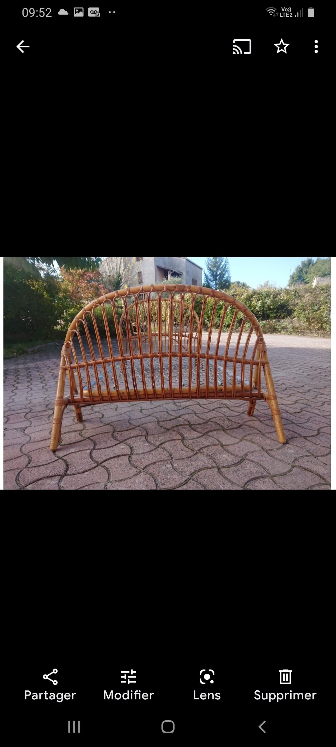 Vintage rattan basket bed 1 place