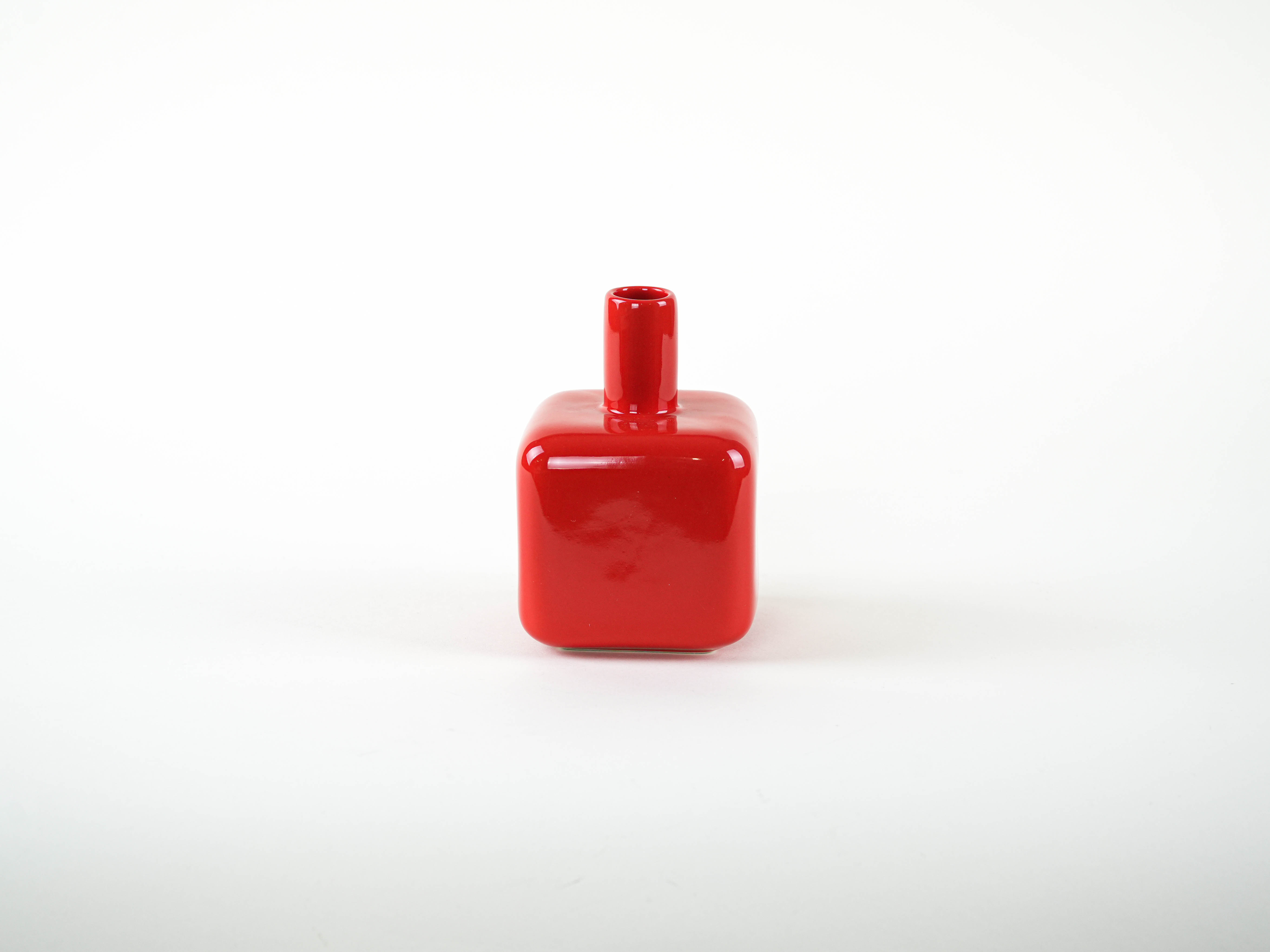 Red ceramic vase, German design, 1990s, manufactured by ASA Selection