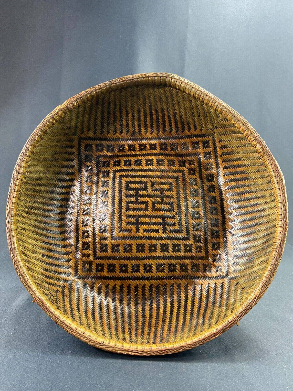 China woven bamboo rice or tea basket late 19th century early 20th century